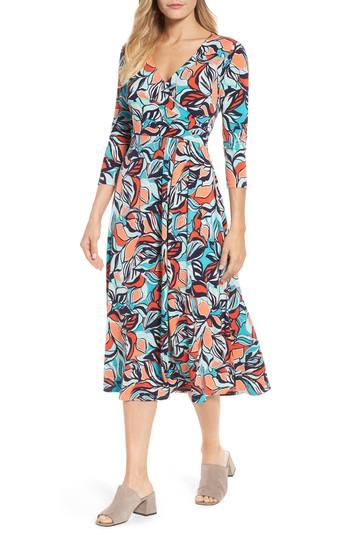 Women's Chaus Floral Faux Wrap Midi Dress - Green