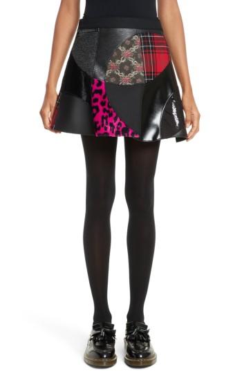 Women's Junya Watanabe Mixed Media Patchwork Miniskirt