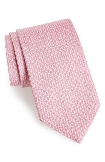 Men's Salvatore Ferragamo Filo Print Silk Tie, Size - Pink