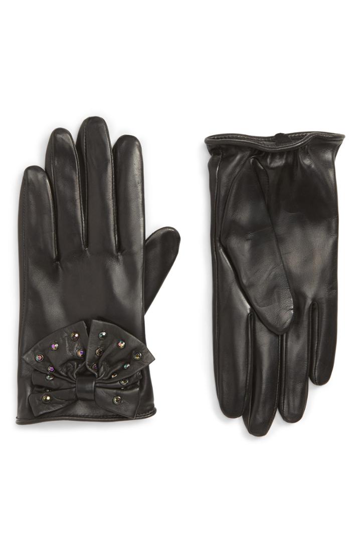 Women's Nordstrom Faux Fur Lined Leather Mittens