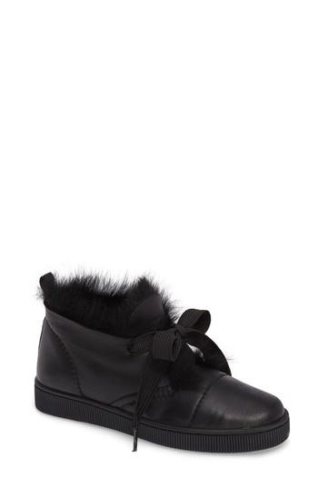 Women's Pedro Garcia Parley Genuine Shearling & Leather Sneaker Us / 37eu - Black