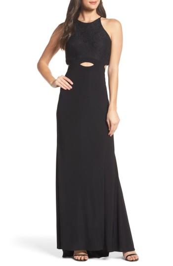 Women's Blondie Nites Colorblock Lace Gown - Black