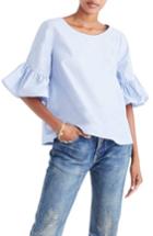 Women's Madewell Ruffle Sleeve Top, Size - Blue
