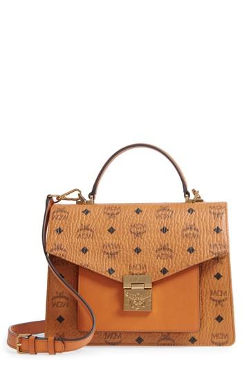Mcm Medium Patricia' Visetos Coated Canvas Satchel - Brown