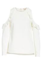Women's Ted Baker London Frill Cold Shoulder Top - White