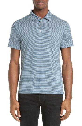 Men's John Varvatos Collection Hampton Silk & Cotton Polo - Blue/green