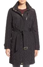 Women's Cole Haan Signature Belted Quilted Coat - Black