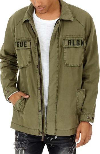 Men's True Religion Digital Harness Strap Field Jacket - Green
