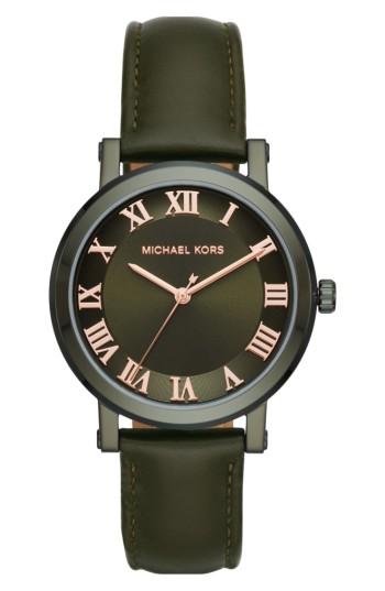 Women's Micahel Kors Norie Leather Strap Watch, 38mm