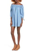 Women's Speechless Off The Shoulder Denim Shift Dress