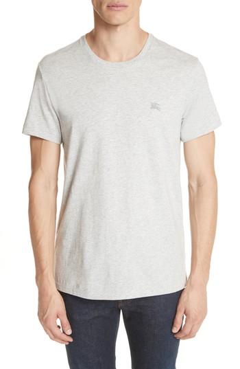 Men's Burberry Logo Embroidered Crewneck T-shirt - Grey
