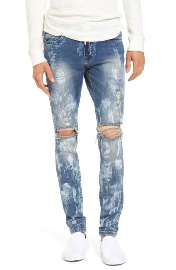 Men's Represent Slim Fit Destroyed Jeans - Blue