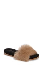 Women's Linea Paolo Lisa Genuine Rabbit Fur Slide Sandal M - Brown