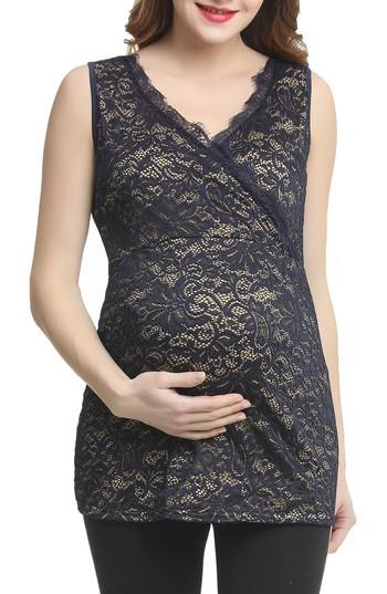 Women's Kimi And Kai Grace Wrap Lace Maternity Top - Blue