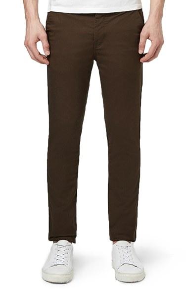 Men's Topman Stretch Skinny Fit Chinos X 34 - Brown
