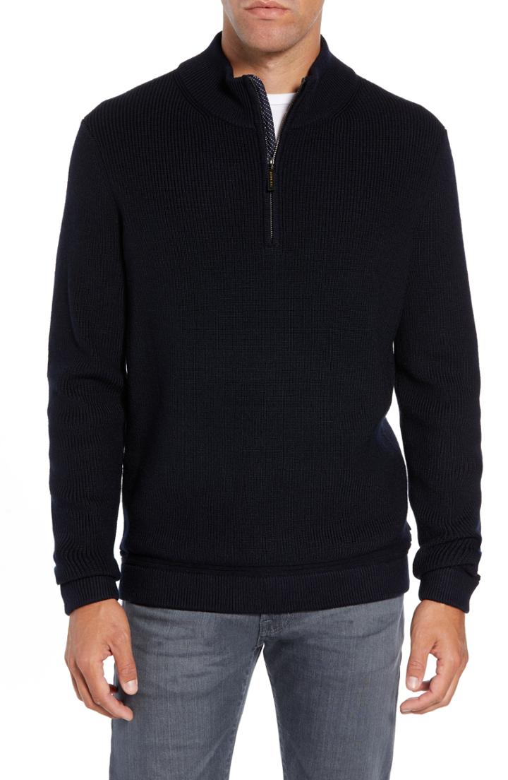 Men's Ted Baker London Lohas Slim Fit Funnel Neck Sweater (xl) - Blue