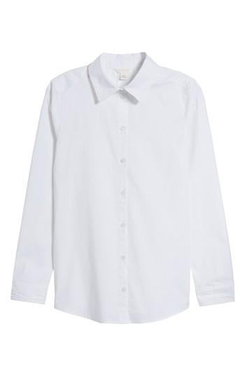 Petite Women's Caslon Button Front Shirt P - White