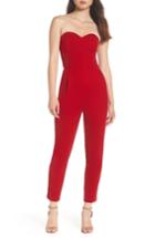 Women's Adelyn Rae Hayden Strapless Velvet Jumpsuit - Red
