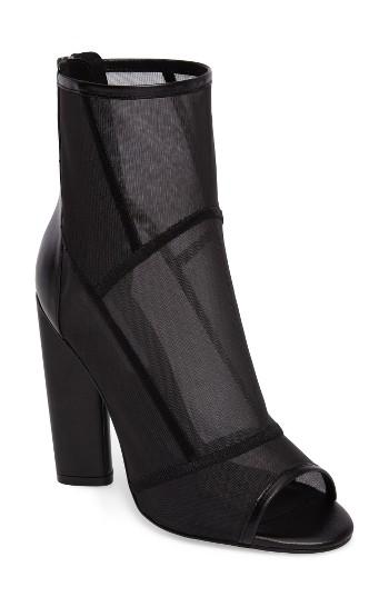Women's Steve Madden Nova Mesh Peep Toe Bootie .5 M - Black