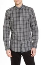 Men's Calibrate Trim Fit Plaid Sport Shirt - Black