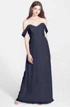 Women's Amsale Convertible Crinkled Silk Chiffon Gown