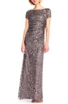 Women's Adrianna Papell Sequin Cowl Back Gown - Grey