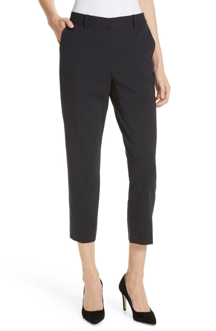 Women's Nordstrom Signature Slim Crop Stretch Wool Pants - Blue
