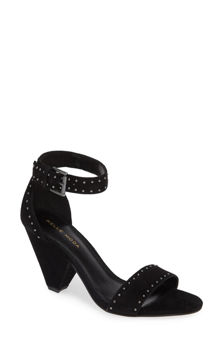 Women's Pelle Moda Krista Cone Heel Sandal .5 M - Black