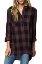 Women's O'neill Stellar Longline Flannel Top - Burgundy