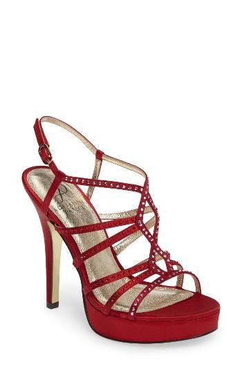 Women's Adrianna Papell Miranda Embellished Platform Sandal .5 M - Red