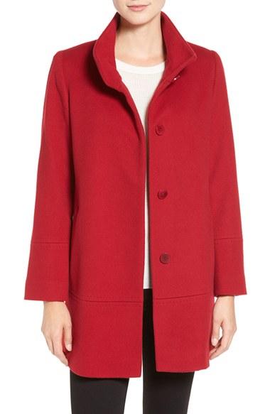 Petite Women's Fleurette Loro Piana Wool Car Coat P - Red