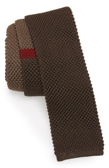 Men's Salvatore Ferragamo Egeo Knit Silk Tie, Size - Brown