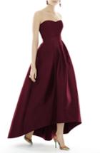 Women's Alfred Sung Strapless High/low Sateen Twill Gown - Red
