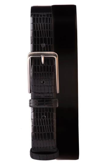 Men's Jared Lang Snake Embossed Leather Belt - Black