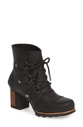 Women's Sorel 'addington' Waterproof Lace-up Bootie M - Black