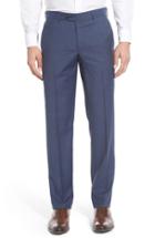 Men's Nordstrom Men's Shop Flat Front Solid Wool Trousers - Blue