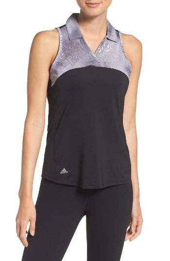 Women's Adidas Sport Mesh Sleeveless Polo - Black