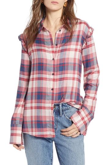 Women's Treasure & Bond Ruffle Bell Sleeve Shirt, Size - Red