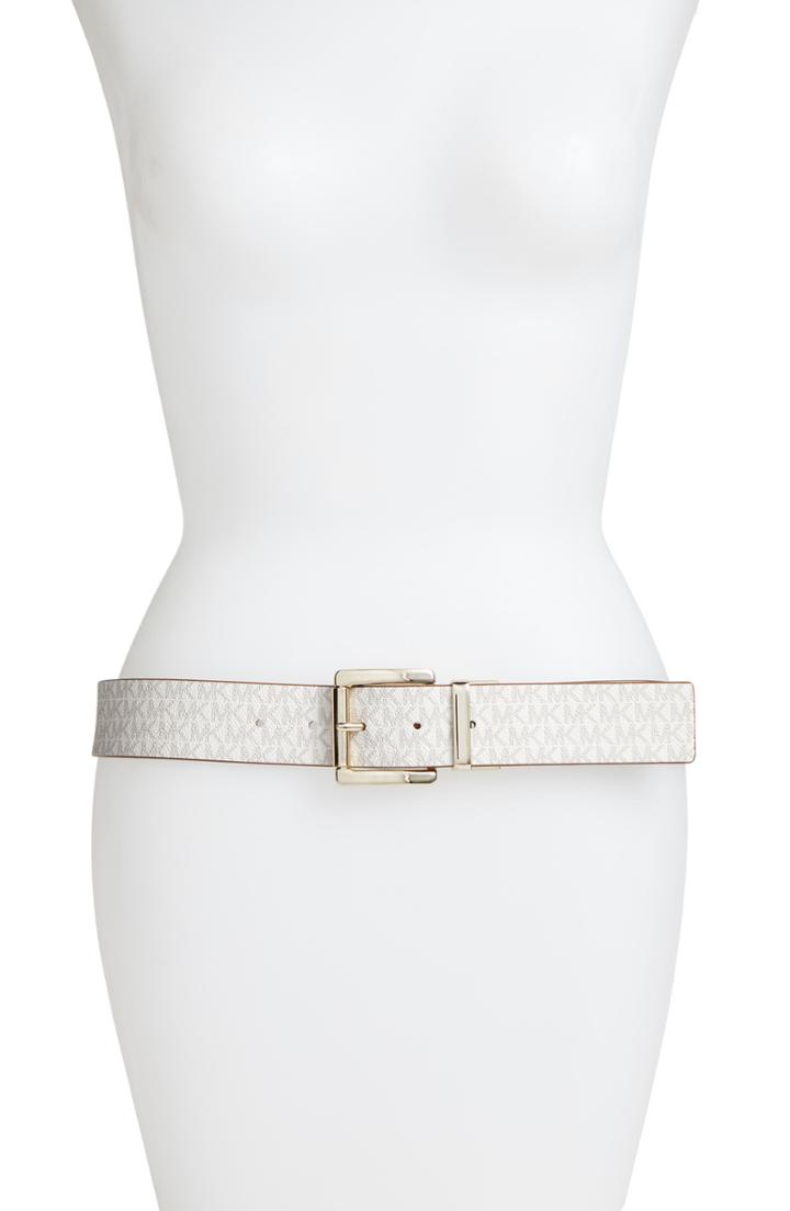 Women's Michael Michael Kors Reversible Logo Belt - Vanilla