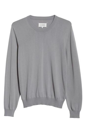 Men's Mm6 Maison Margiela Jersey Cotton Sweater With Elbow Patches - Grey