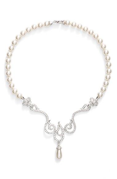 Women's Nina 'romantic' Swarovski Crystal & Faux Pearl Frontal Necklace