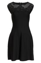 Women's Eliza J Lace Trim A-line Sweater Dress - Black