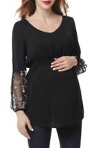 Women's Kimi And Kai Gisel Embroidered Maternity Top - Black