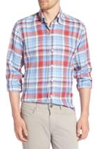 Men's Ledbury Petersham Classic Fit Plaid Linen Sport Shirt - Blue