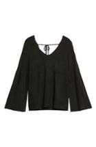 Women's Hinge Bell Sleeve Sweater, Size - Black