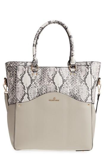 Celine Dion Motif Leather Tote - Grey