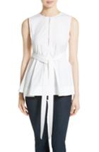 Women's Theory Desza Belted Stretch Cotton Top, Size - White