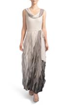 Women's Komarov Ombre Cowl Neck Ruffle Gown - Grey