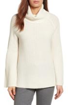 Petite Women's Halogen Ribbed Cashmere Turtleneck Sweater P - Ivory