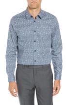 Men's Ted Baker London Parsnip Modern Fit Stretch Floral Dress Shirt - Blue